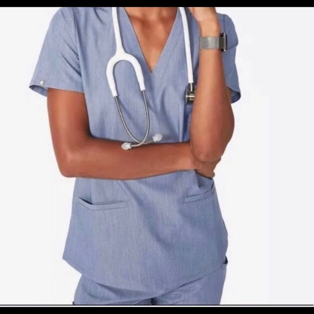 Figs Heather Indigo Casma scrub top
